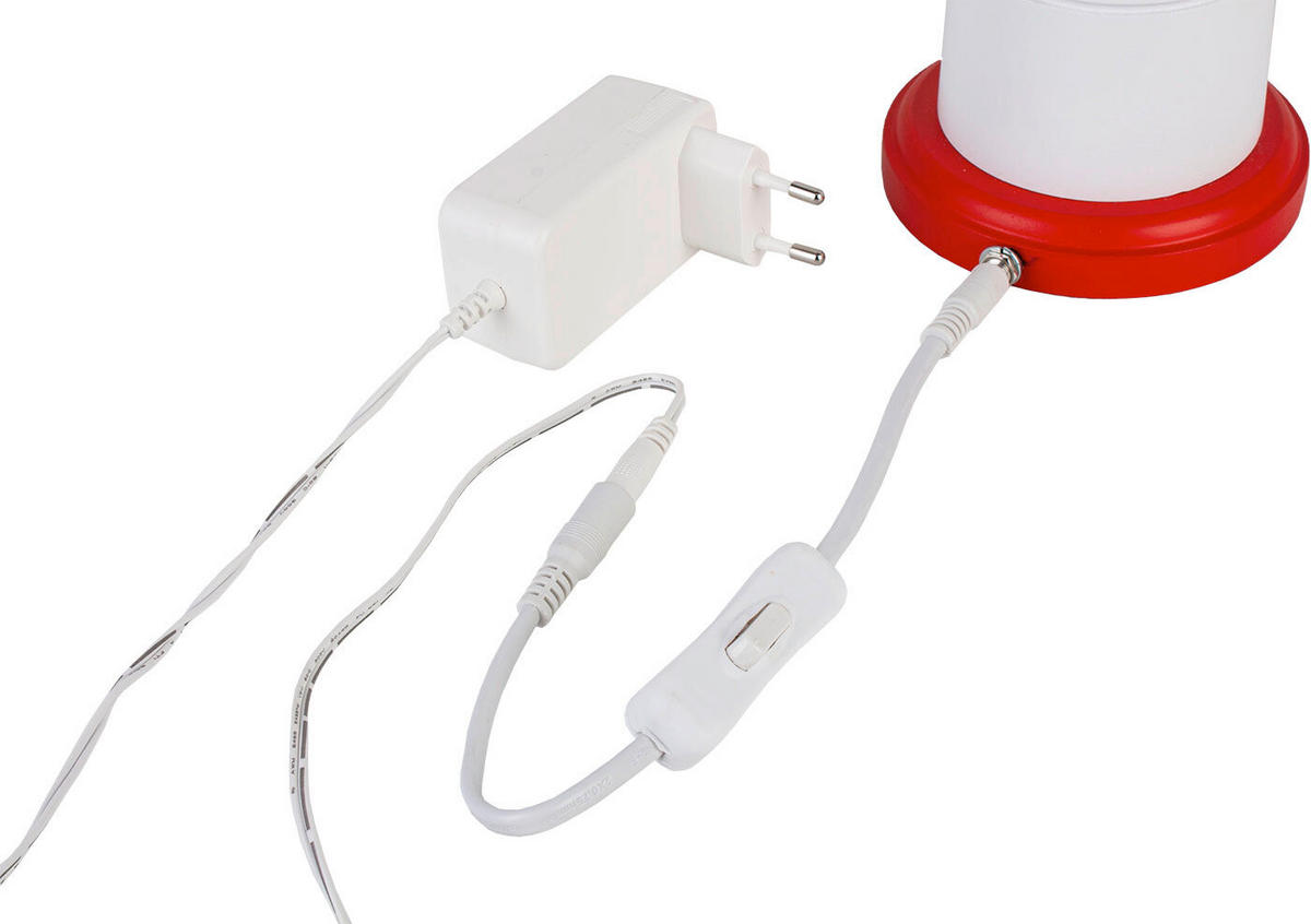 KINDERTISCHLEUCHTE Leuchtturm 12,5/31 cm  - Rot/Weiß, Basics, Holz/Kunststoff (12,5/31cm)