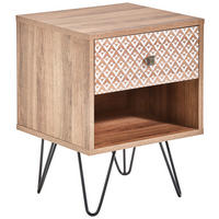 NACHTSCHRANK 39/50/35 cm  - Eichefarben/Messingfarben, Trend, Holzwerkstoff/Metall (39/50/35cm) - Carryhome