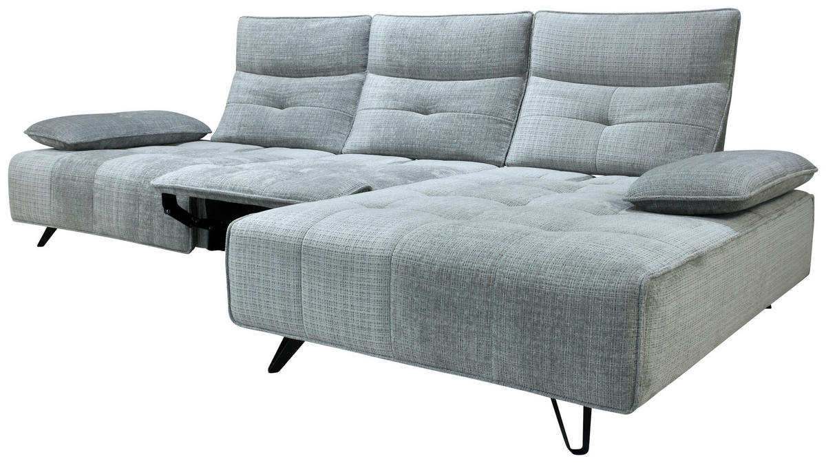 ECKSOFA Hellgrau Chenille  - Hellgrau/Schwarz, Design, Kunststoff/Textil (314/162cm) - Livetastic