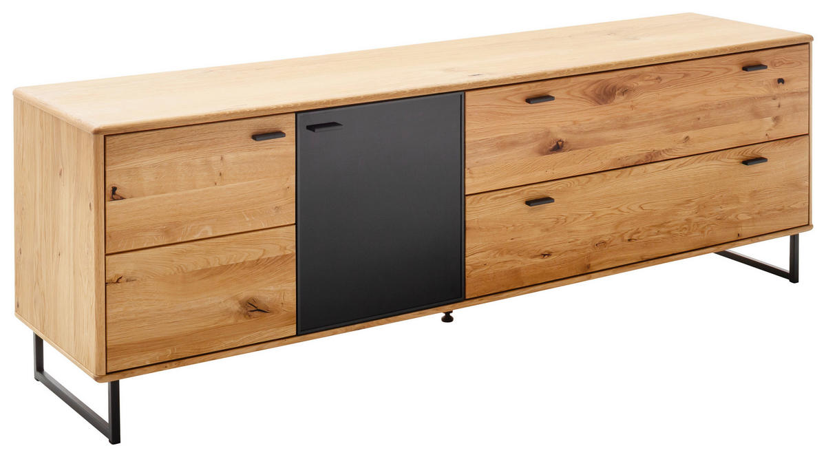 LOWBOARD  in 209/68/50 cm  - Wildeiche/Anthrazit, Design, Glas/Holz (209/68/50cm) - MID.YOU