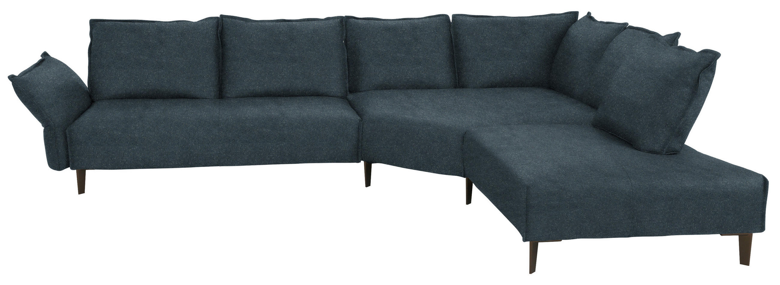 ECKSOFA in Webstoff Dunkelblau  - Schwarz/Dunkelblau, Modern, Textil/Metall (340/272cm) - W.Schillig
