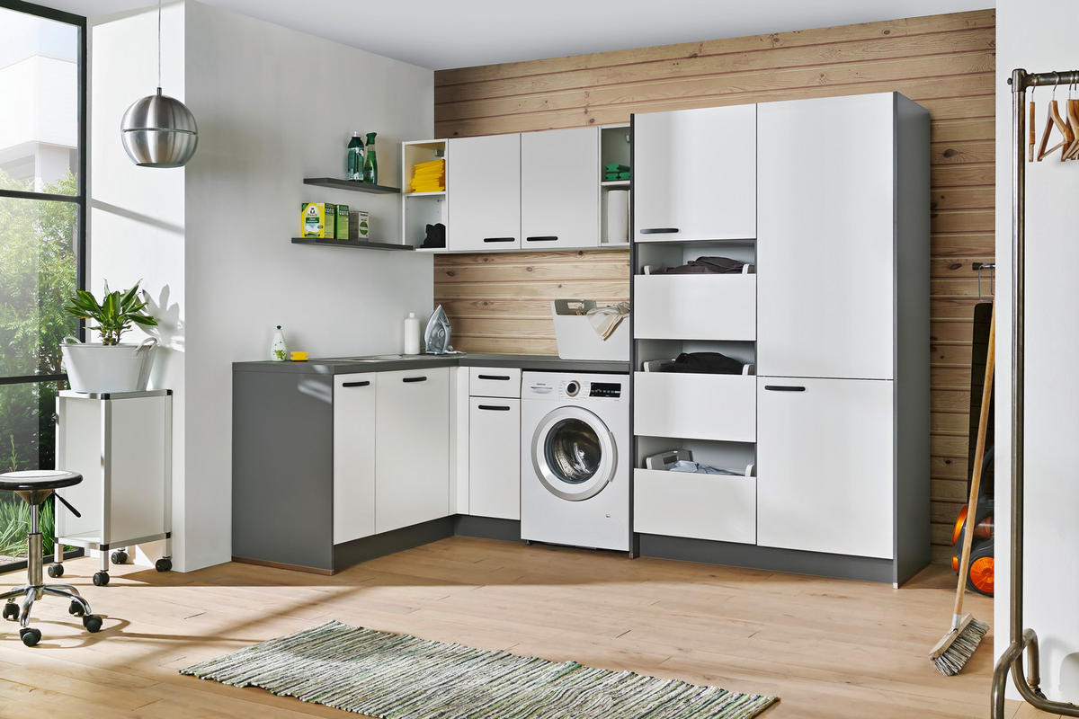 HAUSWIRTSCHAFTSRAUM  in Anthrazit, Weiß  - Anthrazit/Weiß, Basics, Holzwerkstoff (160/280cm) - Welnova