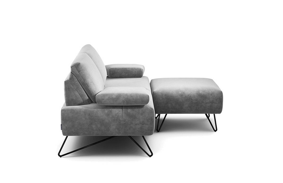 2-SITZER-SOFA Samt Hellgrau  - Hellgrau/Schwarz, Design, Textil/Metall (164-194/85/86-94cm) - SENSOO