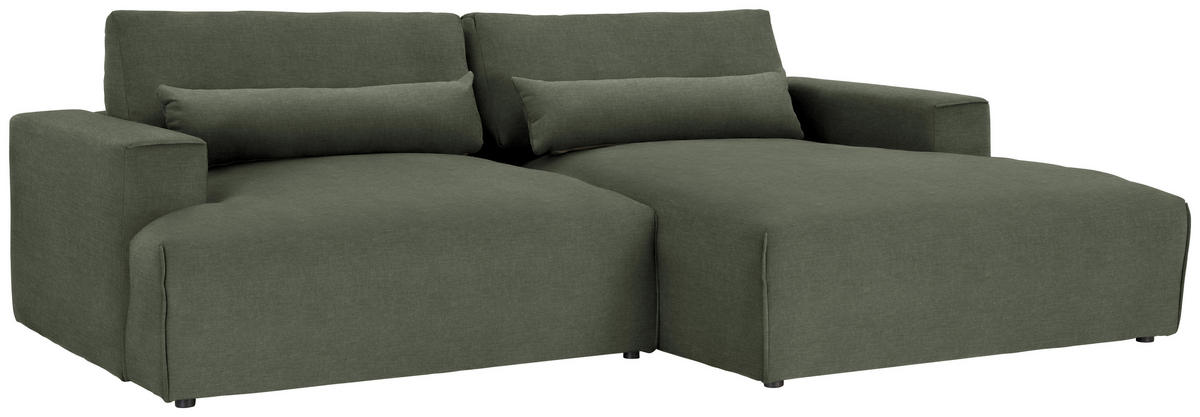 ECKSOFA Felicia Graugrün Struktur  - Schwarz/Graugrün, Design, Kunststoff/Textil (267/187cm) - Stylife