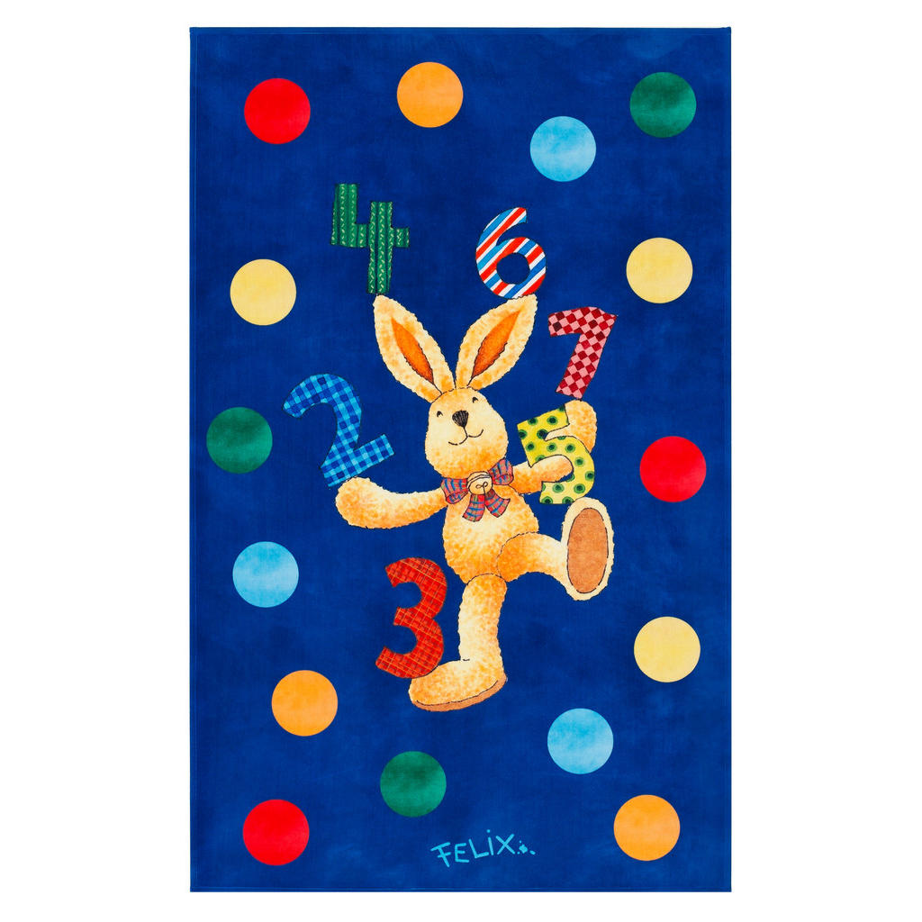 Kinderteppich Felix Der Hase Blau/Bunt 80x150 cm