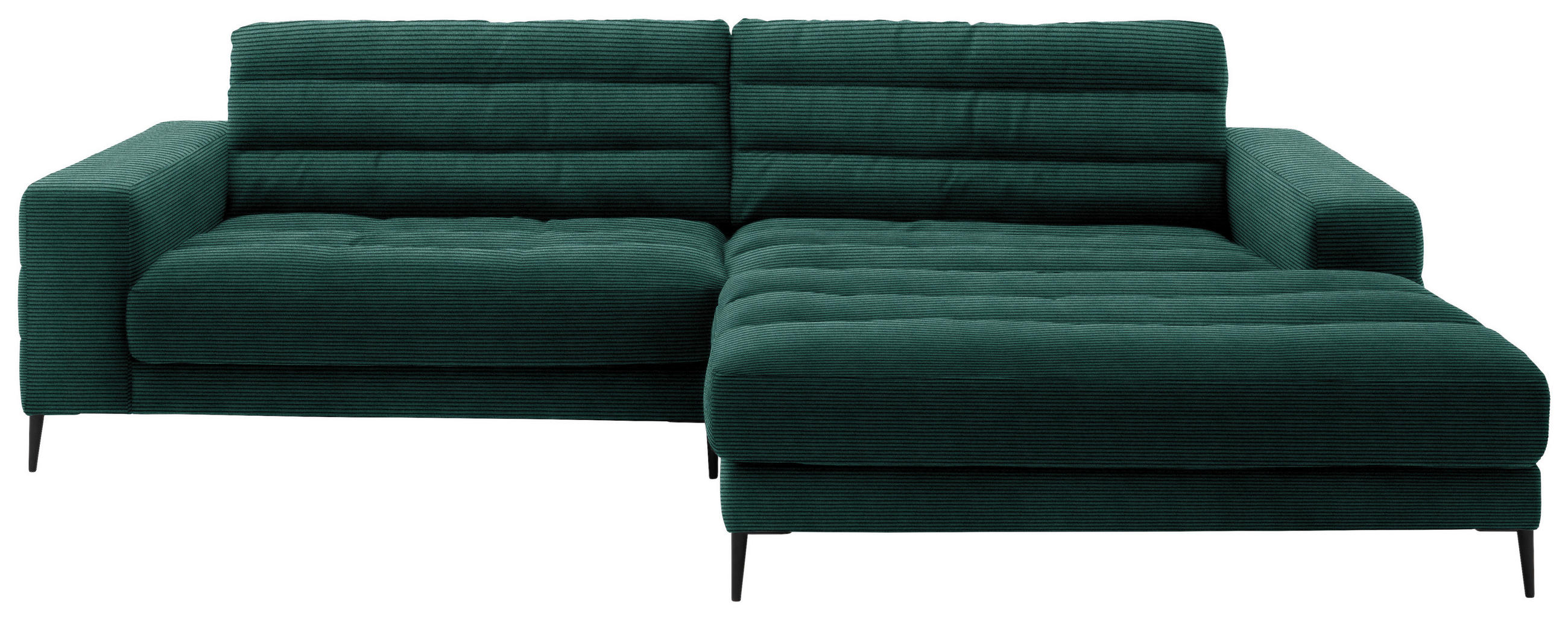 ECKSOFA in Cord Grün  - Schwarz/Grün, Design, Textil/Metall (296/207cm) - Dieter Knoll