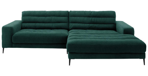 ECKSOFA in Cord Grün  - Schwarz/Grün, Design, Textil/Metall (296/207cm) - Dieter Knoll