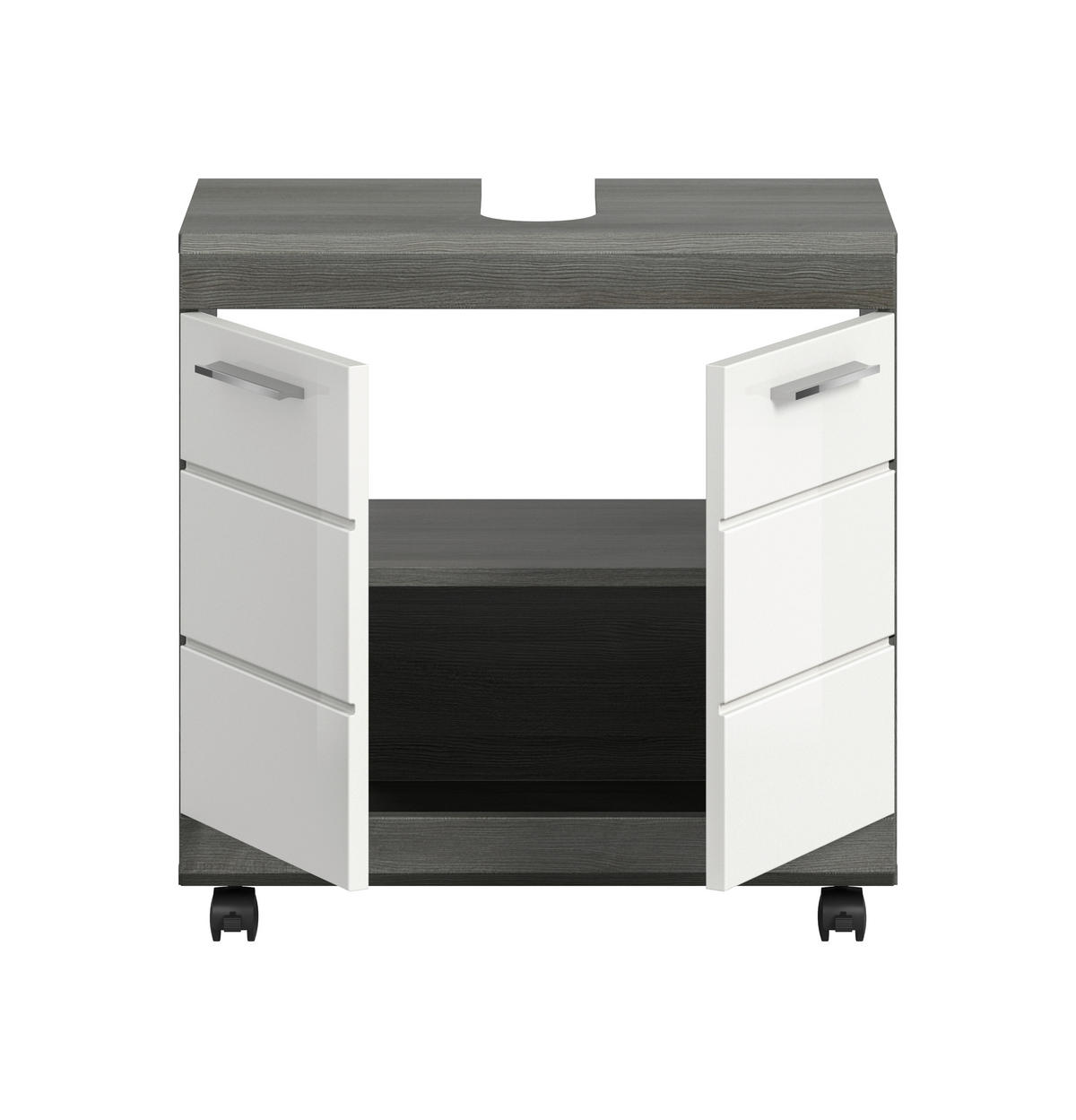 TVÄTTSTÄLLSUNDERSKÅP 60/60/34 cm  - silver/vit högglans, Trend, trämaterial/plast (60/60/34cm) - MID.YOU