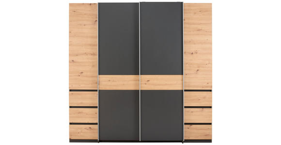 KLEIDERSCHRANK in Graphitfarben, Eiche Artisan - Silberfarben/Graphitfarben, KONVENTIONELL, Holzwerkstoff/Kunststoff (215/211/60cm) - Carryhome