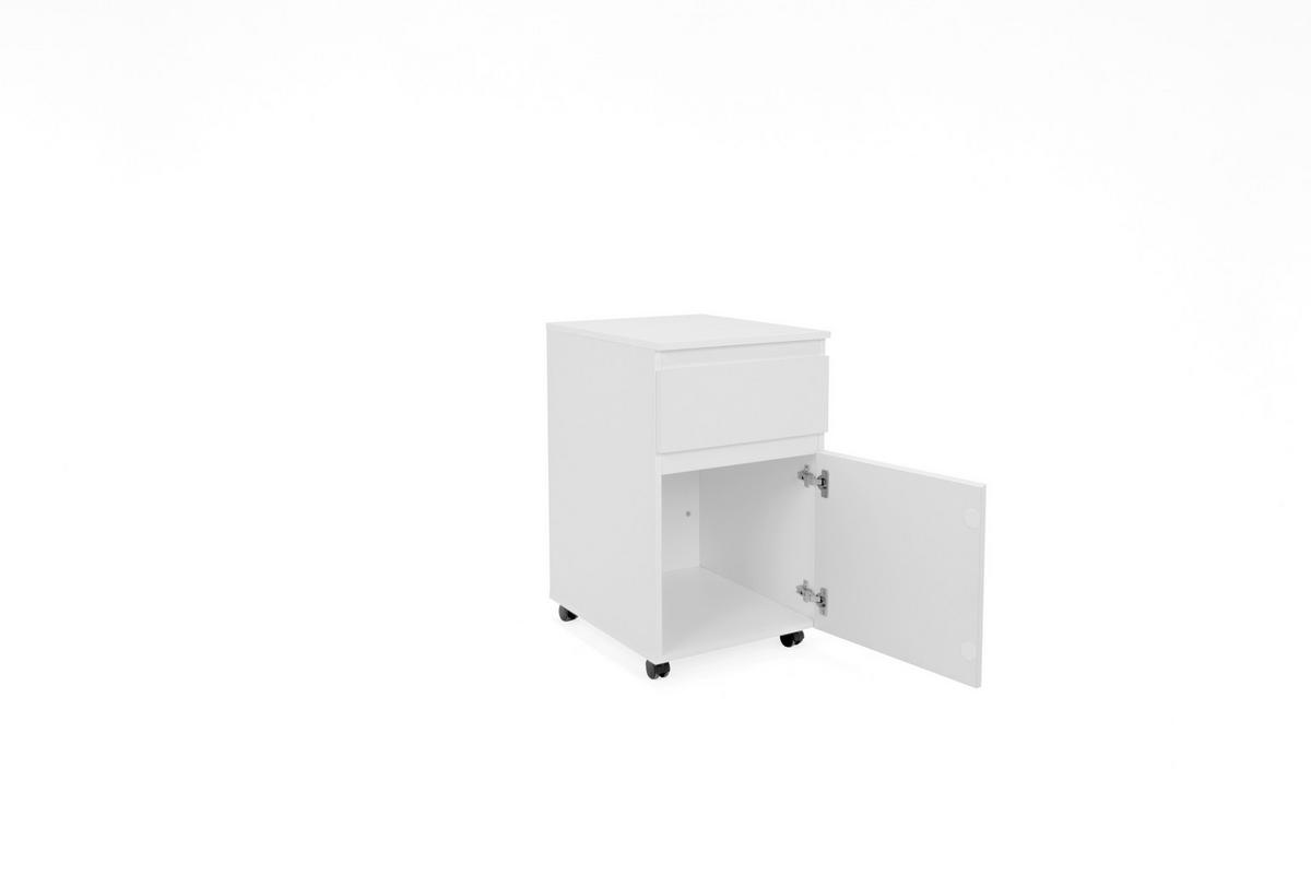 LADIČAR NA KOTAČIĆIMA  bijela  - bijela/crna, Moderno, drvni materijal/plastika (44/73/52cm) - Ti'me