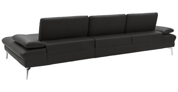 ECKSOFA Anthrazit Echtleder  - Chromfarben/Anthrazit, Design, Leder/Metall (325/157cm) - Dieter Knoll