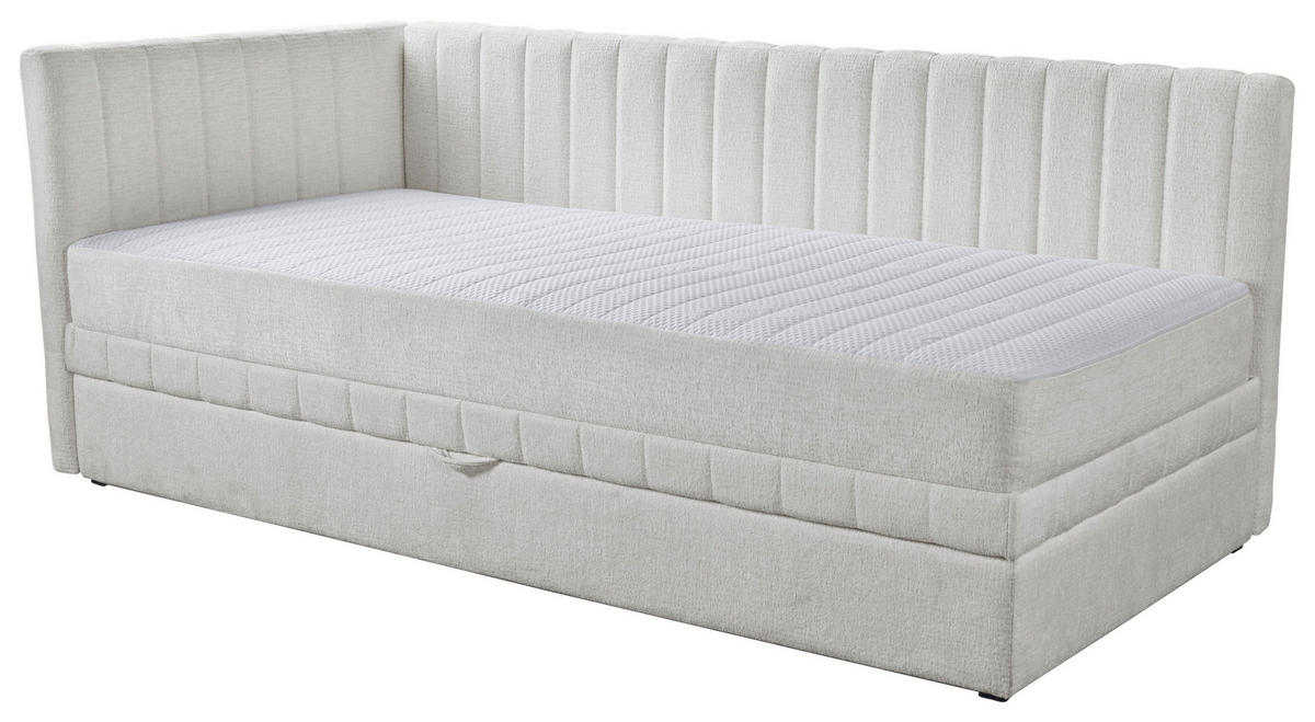 SCHLAFSOFA in Struktur Creme  - Creme/Schwarz, Design, Holz/Holzwerkstoff (212/83/99cm) - MID.YOU