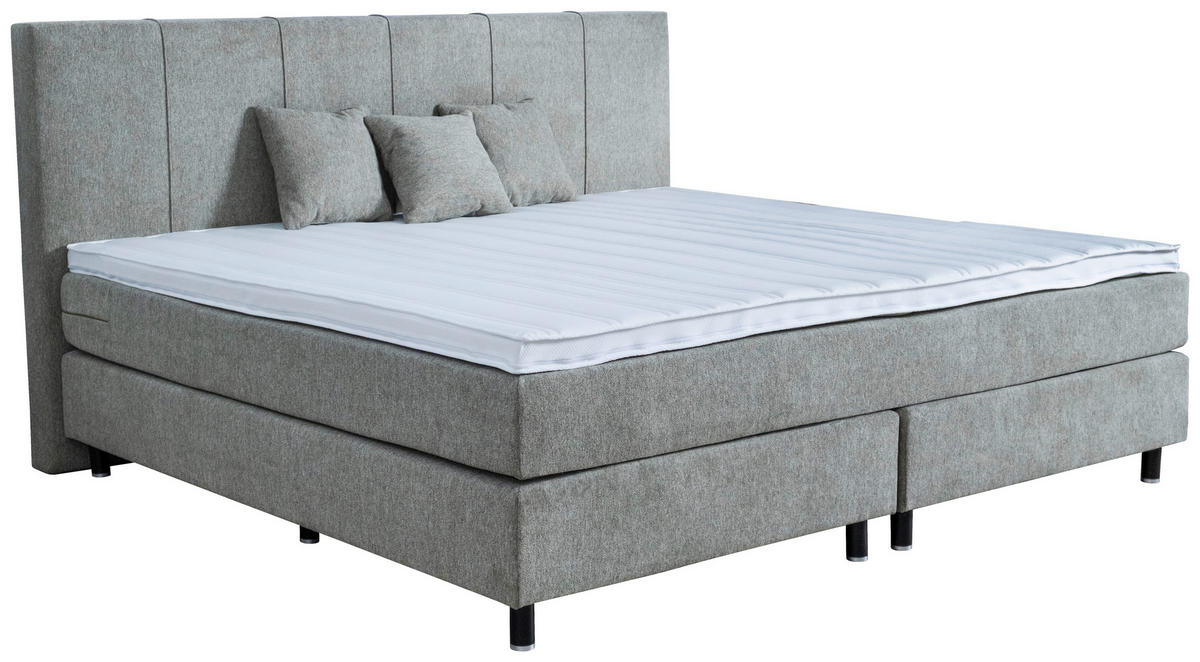 BOXSPRINGBETT 240/200 cm  in Taupe  - Taupe/Schwarz, Lifestyle, Holz/Textil (240/200cm) - home24