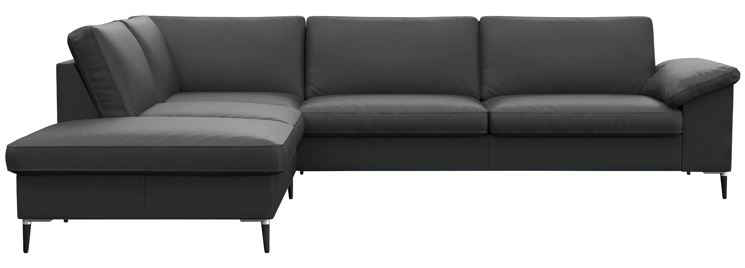Freisteller von Livetastic ECKSOFA Schwarz Echtleder.