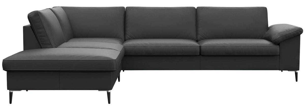 Freisteller von Livetastic ECKSOFA Schwarz Echtleder.