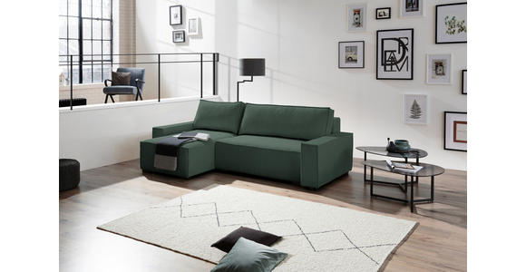 ECKSOFA in Cord, Webstoff Grün  - Schwarz/Grün, MODERN, Holz/Textil (157/265cm) - Carryhome