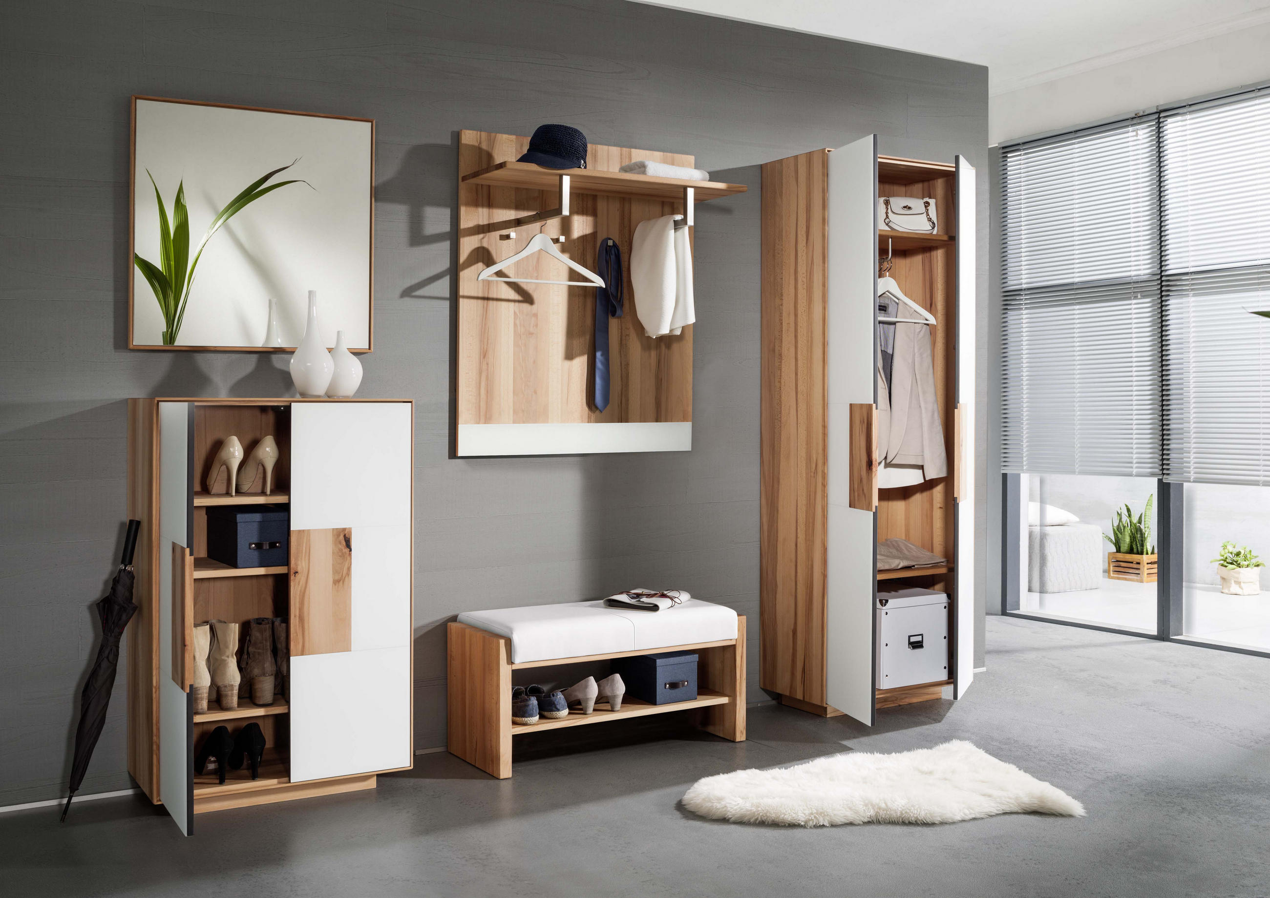 GARDEROBENSCHRANK  in 72/198/37 cm  - Buchefarben/Weiß, MODERN, Glas/Holz (72/198/37cm) - Linea Natura