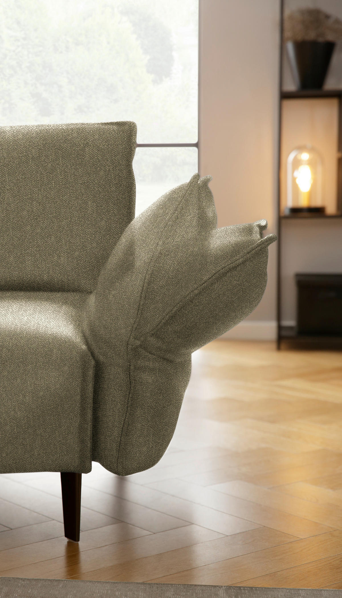 ECKSOFA  in Chenille, Flachgewebe Khaki  272/340 cm  - Khaki/Schwarz, MODERN, Textil/Metall (272/340cm) - W.Schillig