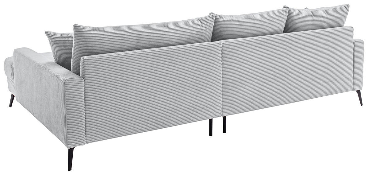 ECKSOFA Hellgrau Cord  - Hellgrau/Schwarz, KONVENTIONELL, Textil/Metall (280/173cm) - Hom`in
