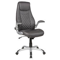 CHEFSESSEL Lederlook Anthrazit  - Anthrazit/Silberfarben, KONVENTIONELL, Kunststoff/Textil (68/116-126/68cm) - Boxxx