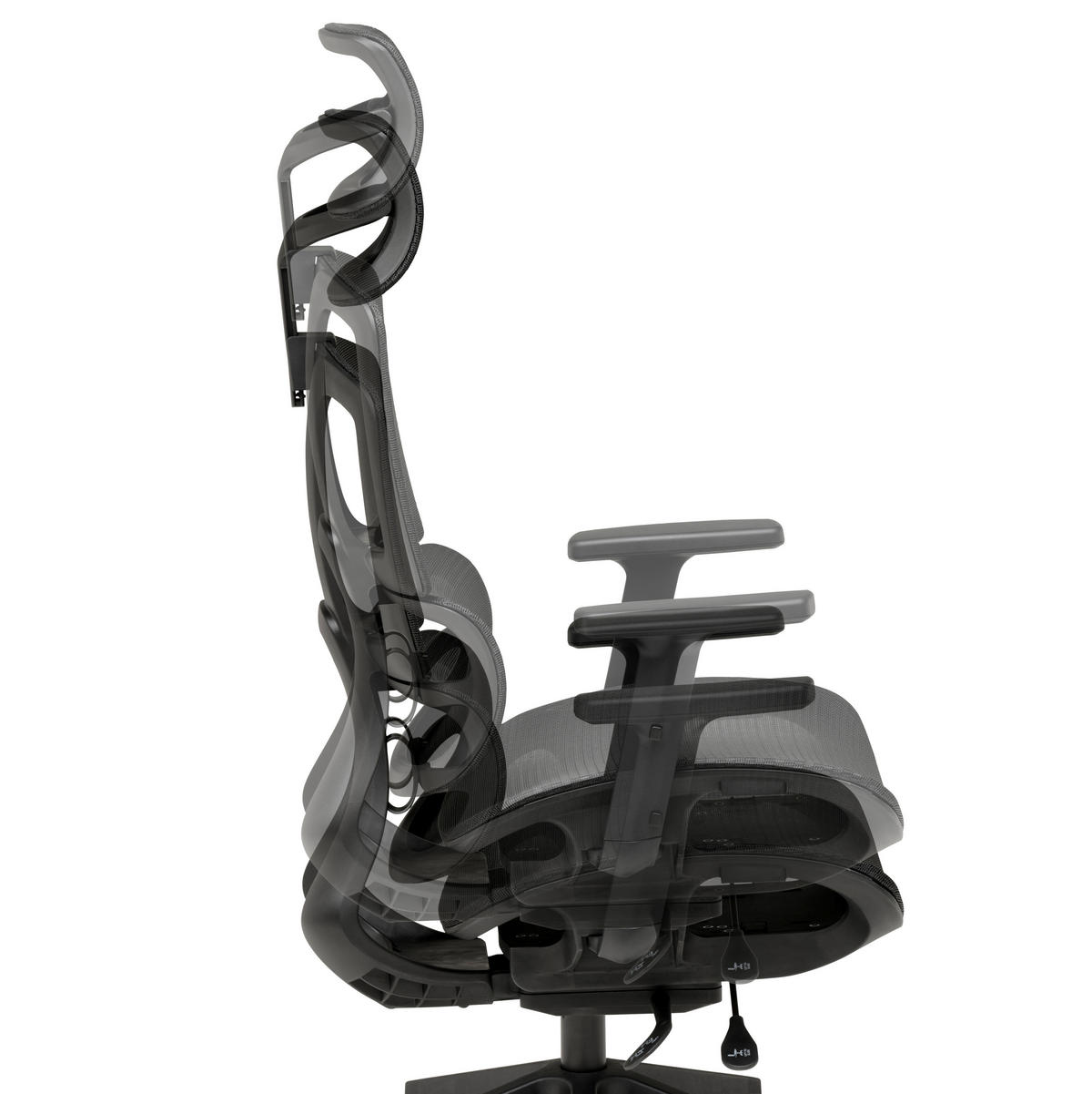 DREHSTUHL  in Netzbespannung Schwarz  - Schwarz, MODERN, Kunststoff/Textil (56/114-124/65cm) - MID.YOU