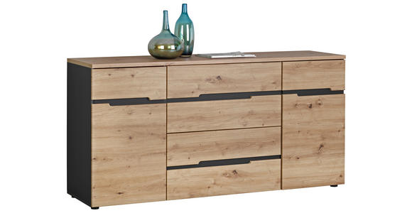 SIDEBOARD 165/82/44 cm in Graphitfarben, Eiche Artisan - Graphitfarben/Schwarz, Trend, Holzwerkstoff/Kunststoff (165/82/44cm) - Carryhome