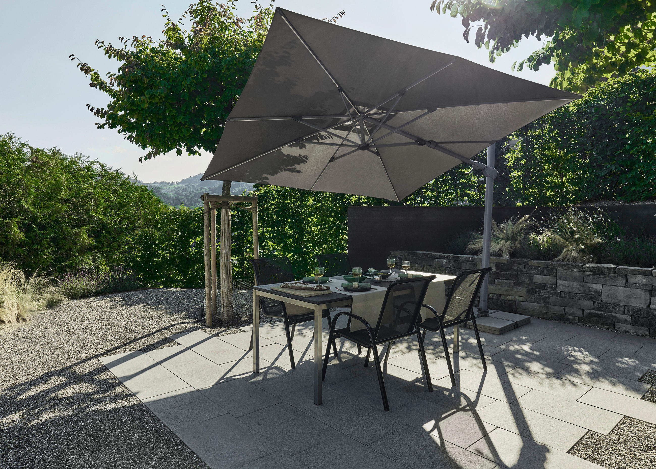 AMPELSCHIRM 330x270 cm  - Dunkelgrau/Silberfarben, Basics, Textil/Metall (330/270cm) - Suncomfort by Glatz