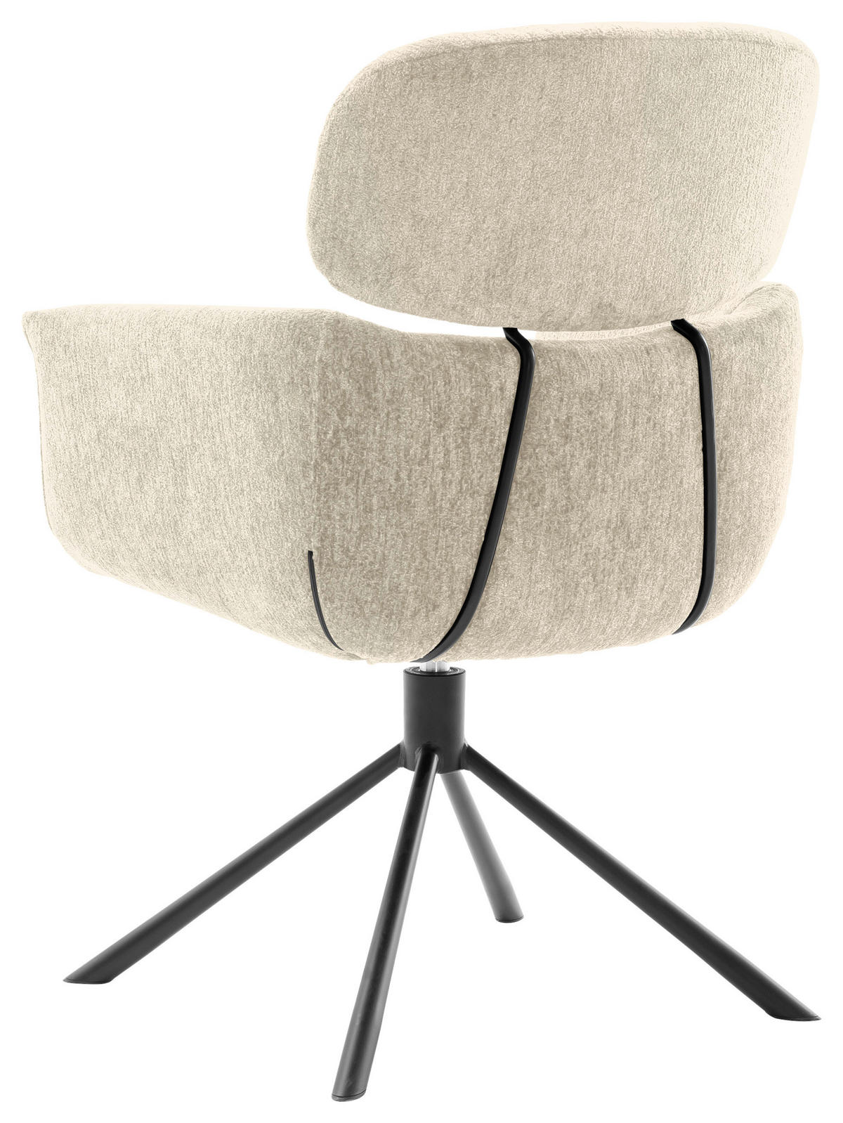 ARMLEHNSTUHL  in Stahl Struktur  - Creme/Schwarz, Design, Textil/Metall (60/90/65cm) - Novel