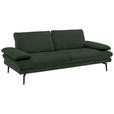 3-SITZER-SOFA in Velours Olivgrün  - Beige/Schwarz, Design, Textil/Metall (222/89/104cm) - Dieter Knoll