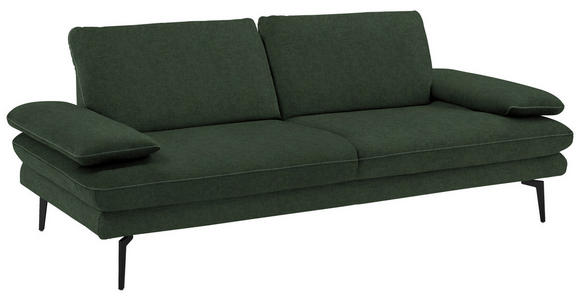 3-SITZER-SOFA in Velours Olivgrün  - Beige/Schwarz, Design, Textil/Metall (222/89/104cm) - Dieter Knoll