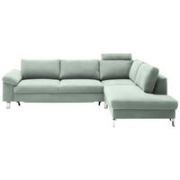 ECKSOFA in Velours Mintgrün  - Chromfarben/Mintgrün, Design, Textil/Metall (281/200cm) - Pure Home Lifestyle