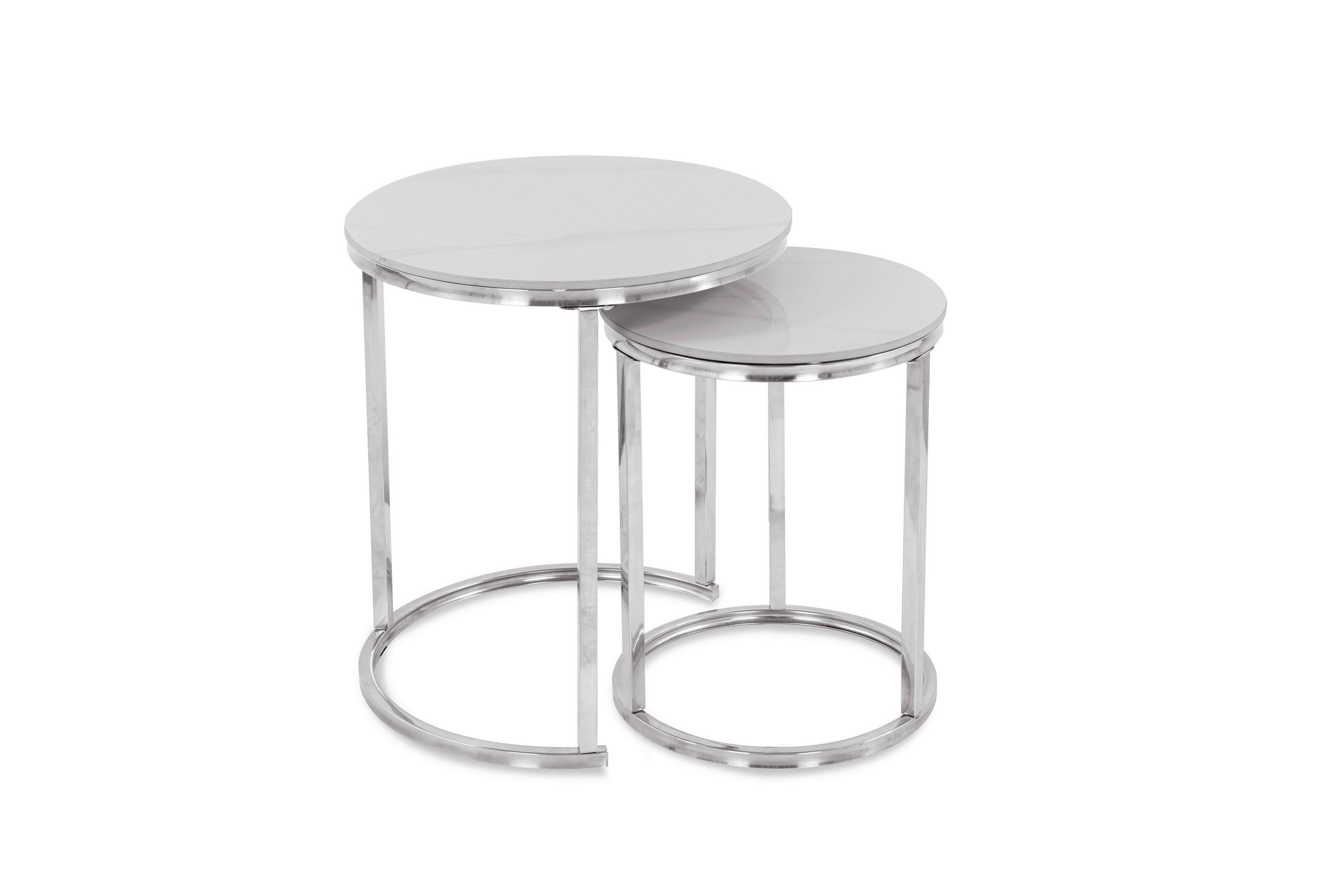BEISTELLTISCHSET in Metall, Keramik ausziehbar, einfacher Aufbau, individuell kombinierbar 38-50/38-50/51-58 cm  - Chromfarben/Silberfarben, Design, Keramik/Metall (38-50/38-50/51-58cm) - MID.YOU
