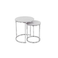 BEISTELLTISCHSET in Metall, Keramik ausziehbar, einfacher Aufbau, individuell kombinierbar 38-50/38-50/51-58 cm  - Chromfarben/Silberfarben, Design, Keramik/Metall (38-50/38-50/51-58cm) - MID.YOU