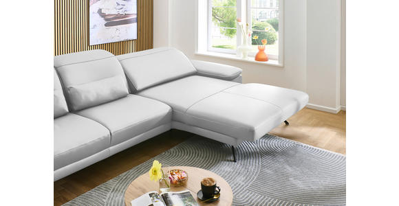 ECKSOFA in Echtleder Weiß  - Schwarz/Weiß, Design, Leder/Metall (332/193cm) - Dieter Knoll