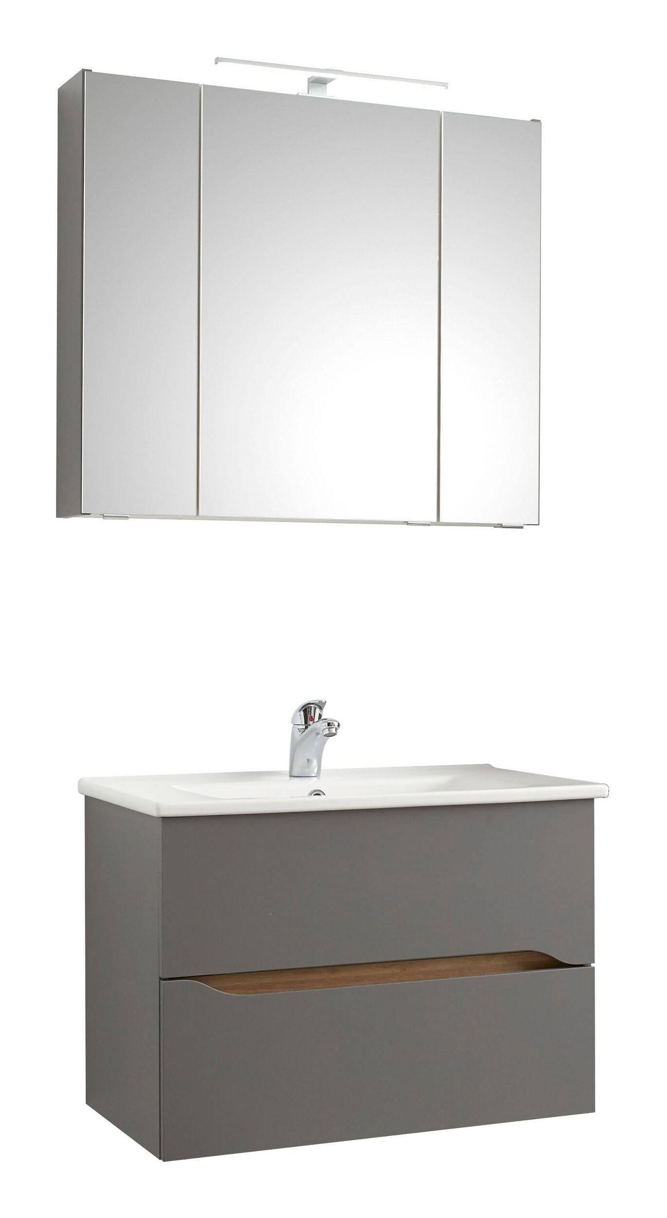 BADEZIMMER 3-teilig  in 80 cm  - Eichefarben/Dunkelgrau, KONVENTIONELL, Keramik/Holzwerkstoff (80cm) - Pelipal