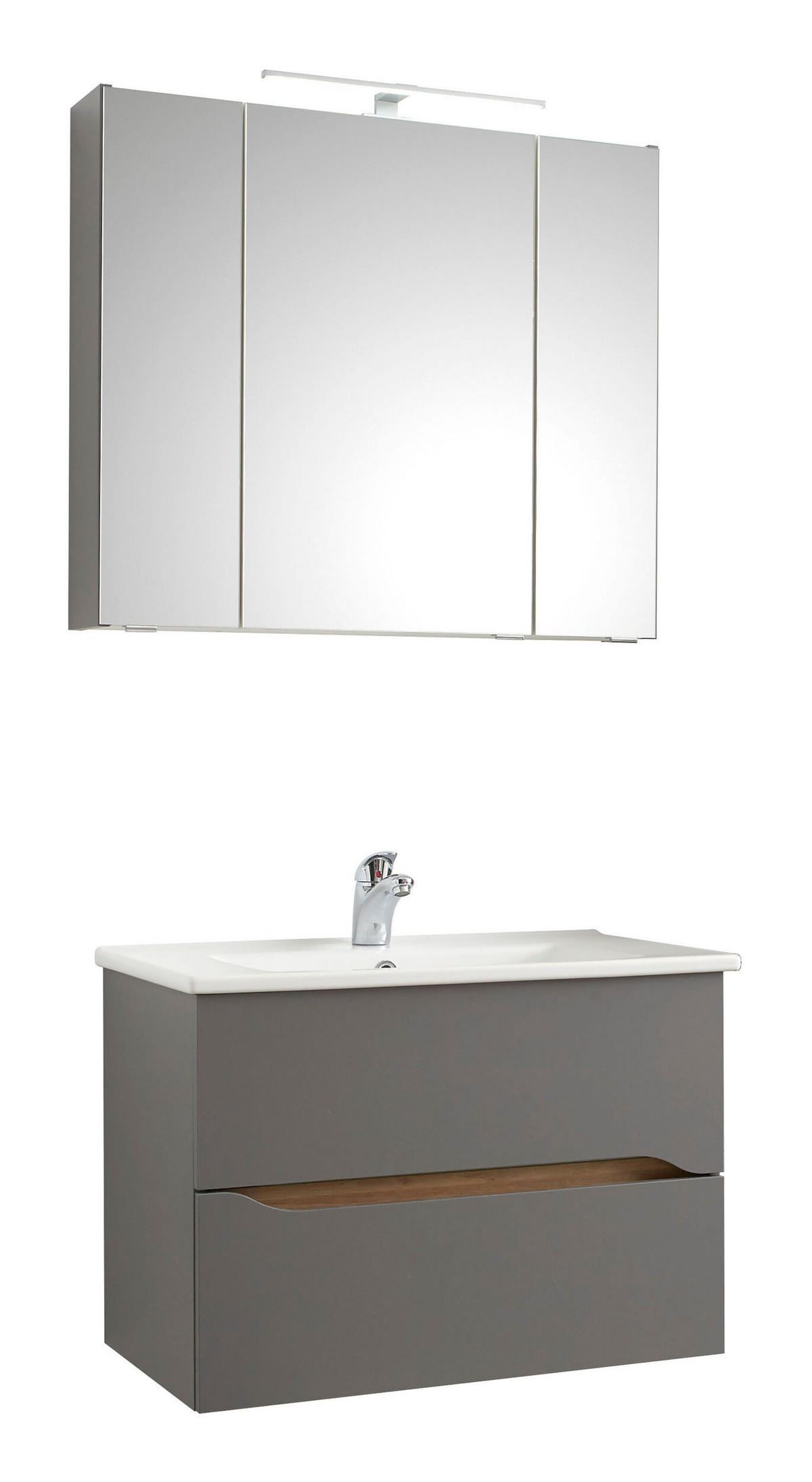 BADEZIMMER 3-teilig  in 80 cm  - Eichefarben/Dunkelgrau, KONVENTIONELL, Keramik/Holzwerkstoff (80cm) - Pelipal
