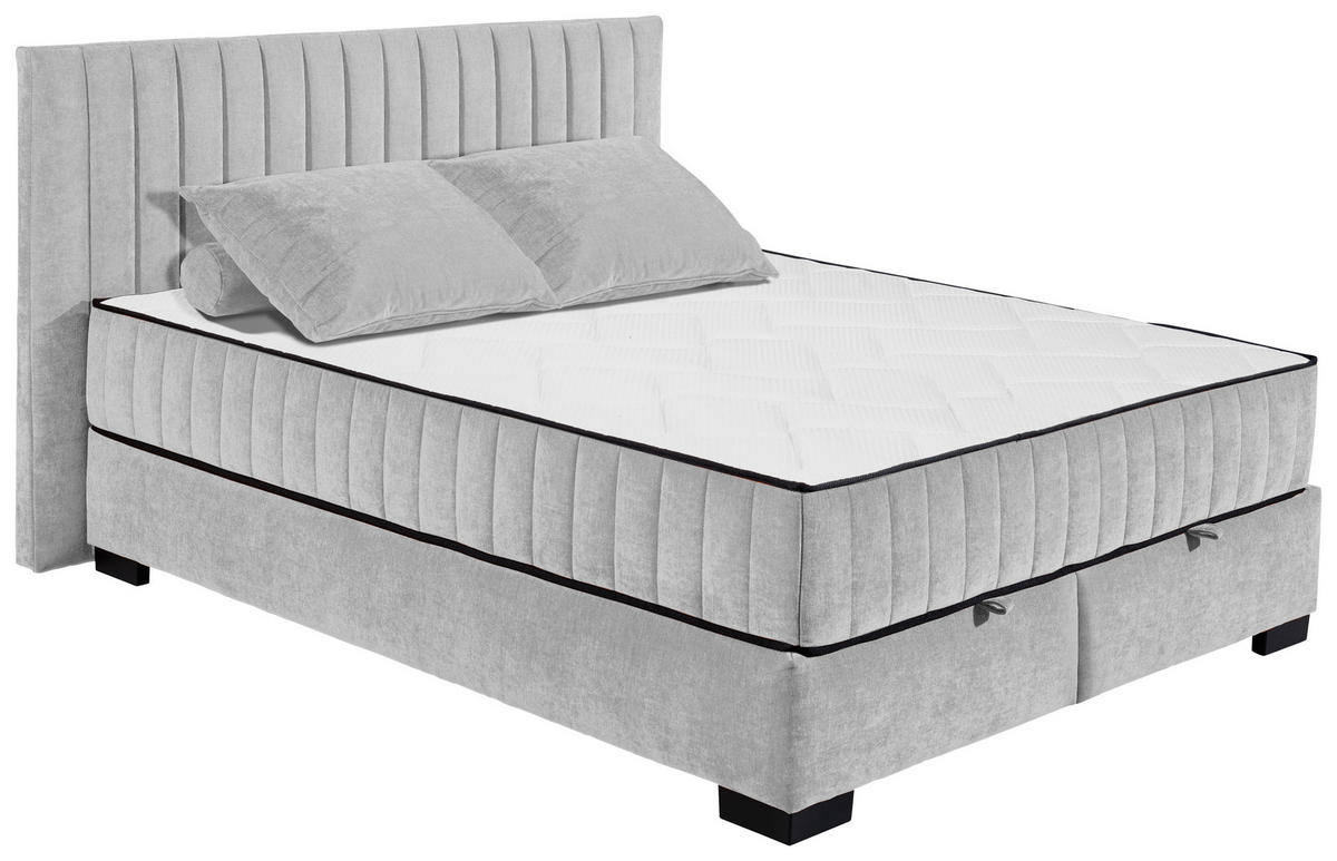 BOXBETT 160/200 cm  in Hellgrau  - Hellgrau/Schwarz, MODERN, Holzwerkstoff/Kunststoff (160/200cm) - MID.YOU