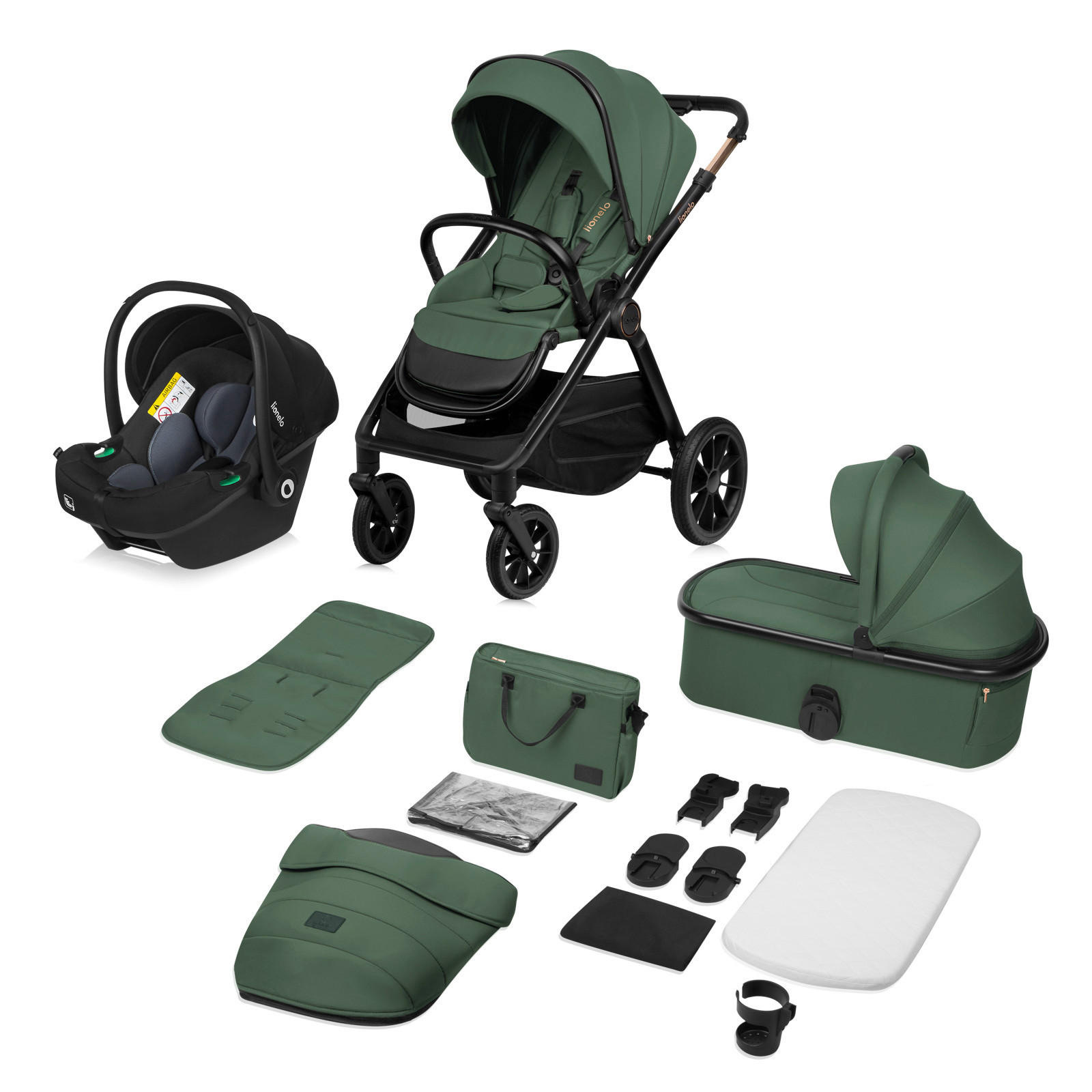 Lionelo Kinderwagenset LO-Layla 3in1 Grün 62x115x94 cm