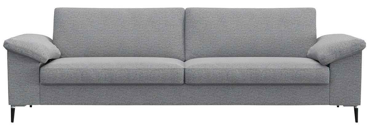 3-SITZER-SOFA Flachgewebe Hellgrau  - Hellgrau/Schwarz, Design, Textil/Metall (241/84,5/92cm) - Livetastic