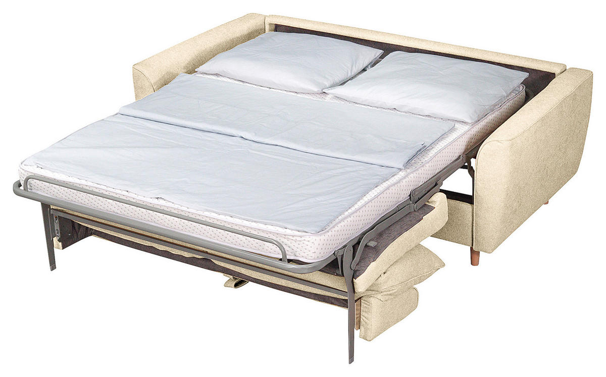 SCHLAFSOFA in Textil Creme  - Buchefarben/Creme, Design, Holz/Textil (195/90/102cm) - Livetastic