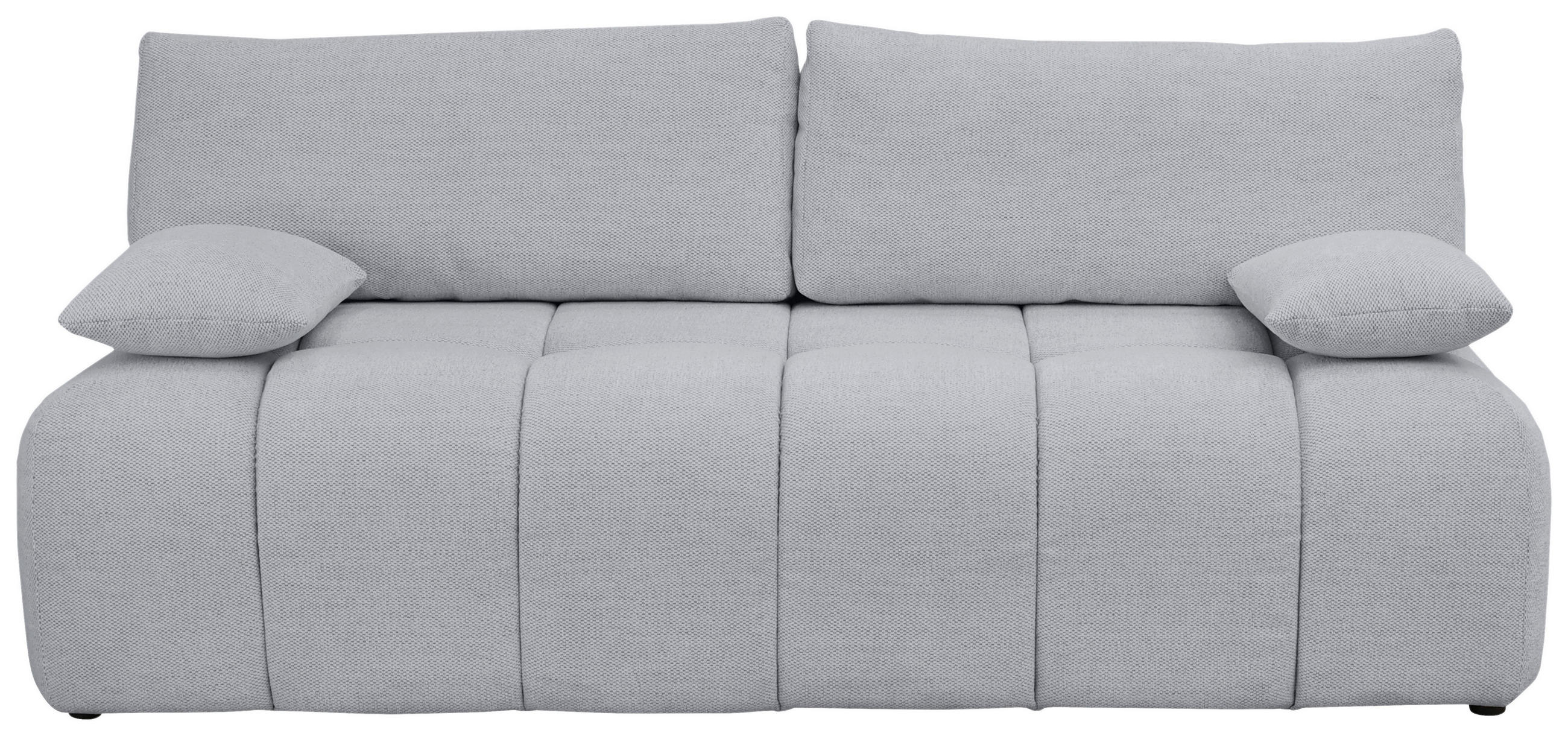 BOXSPRINGSOFA Chenille Hellgrau  inkl. Rückenkissen, Armlehnenkissen, Bettkasten, Schlaffunktion, Rücken echt, Liegefläche im Originalstoff  - Hellgrau/Schwarz, MODERN, Kunststoff/Textil (210/72/105cm) - Cantus