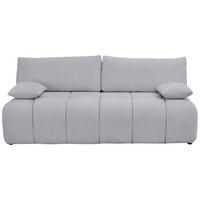 BOXSPRINGSOFA Chenille Hellgrau Querschläfer  inkl. Rückenkissen, Armlehnenkissen, Bettkasten, Schlaffunktion, Rücken echt, Liegefläche im Originalstoff  - Hellgrau/Schwarz, MODERN, Kunststoff/Textil (210/72/105cm) - Cantus
