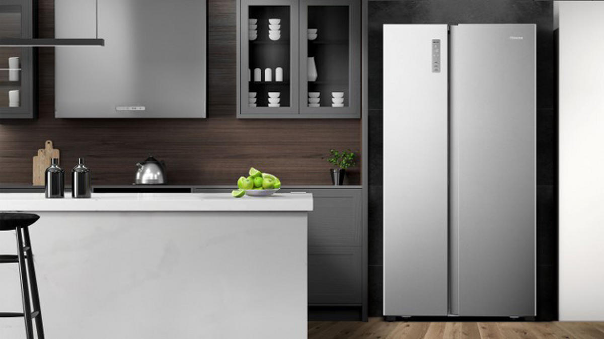 SIDE-BY-SIDE 91/178,6/64,3 cm RS677N4BIE  - Edelstahlfarben, MODERN, Kunststoff/Metall (91/178,6/64,3cm) - Hisense