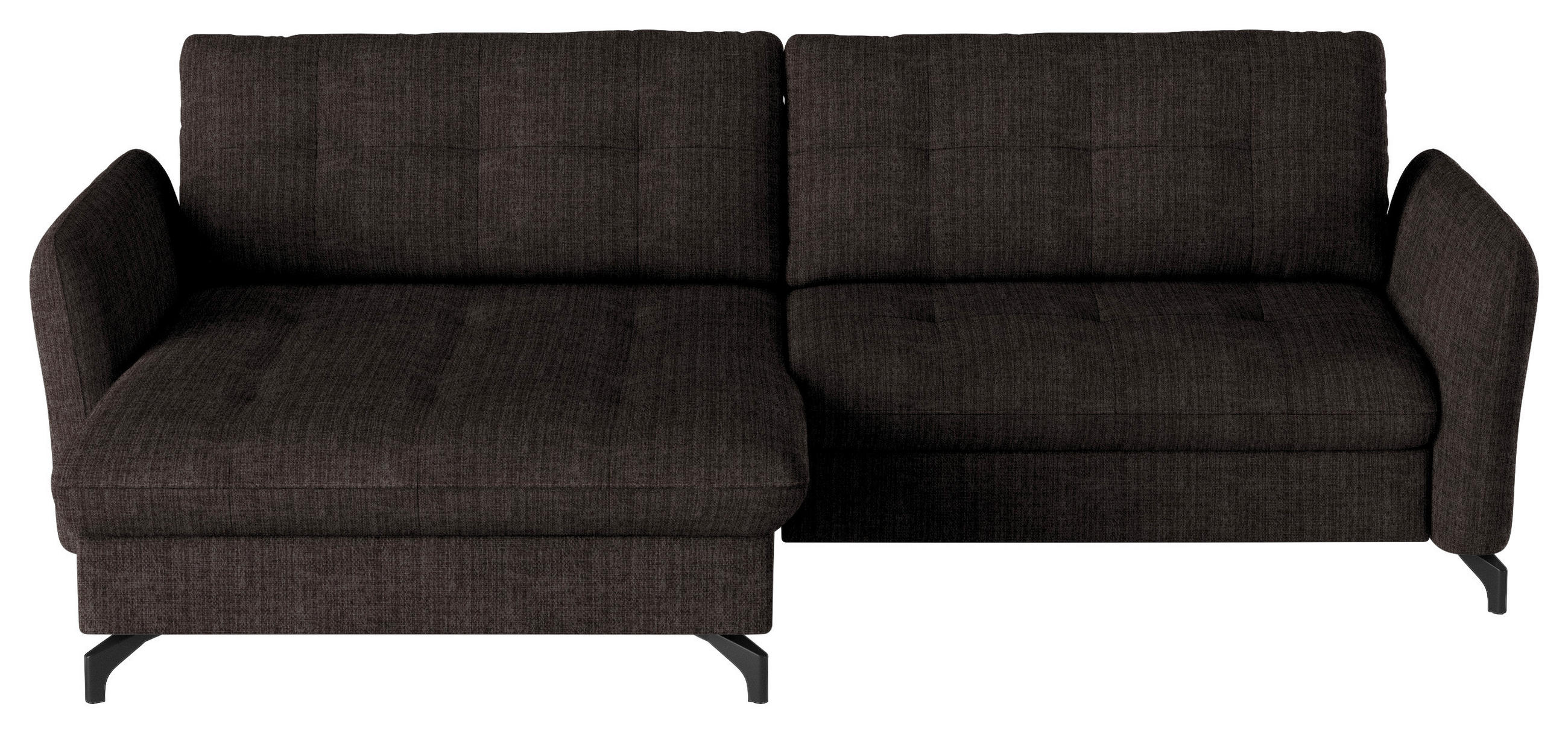 ECKSOFA in Flachgewebe, Leinenoptik Dunkelbraun  - Dunkelbraun/Schwarz, Design, Textil/Metall (170/242cm) - Xora