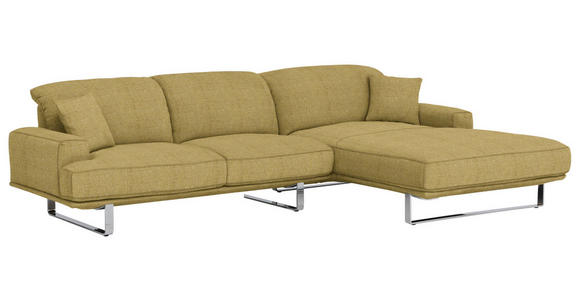 ECKSOFA Gelb Webstoff  - Gelb, Design, Textil/Metall (304/184cm) - Dieter Knoll