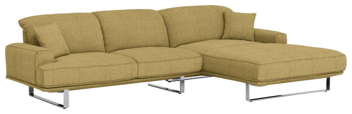 ECKSOFA in Webstoff Gelb  - Gelb, Design, Textil/Metall (304/184cm) - Dieter Knoll