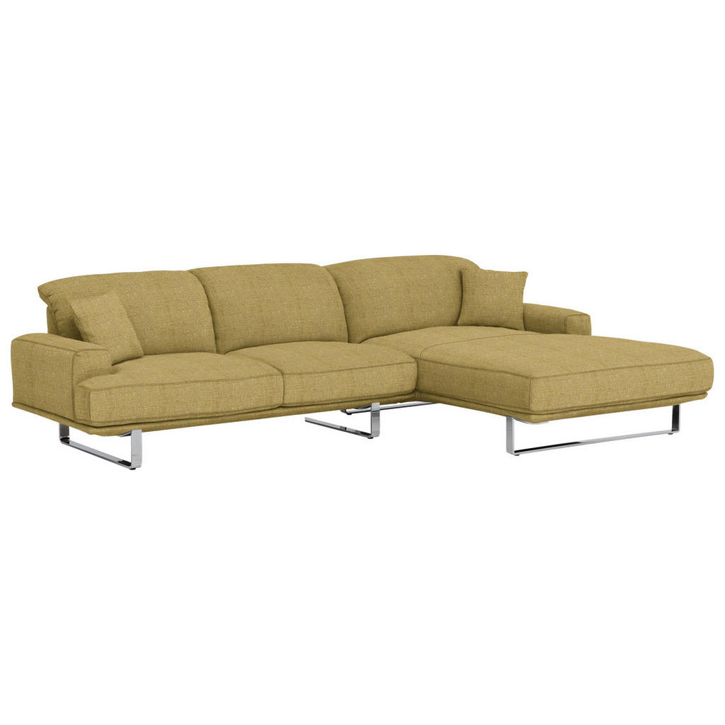Thumbnail - Dieter Knoll Ecksofa Lesina, Gelb, Textil, 3-Sitzer, Ottomane rechts, L-Form, 304x184 cm, Goldenes M, Typenauswahl, Fußa...
