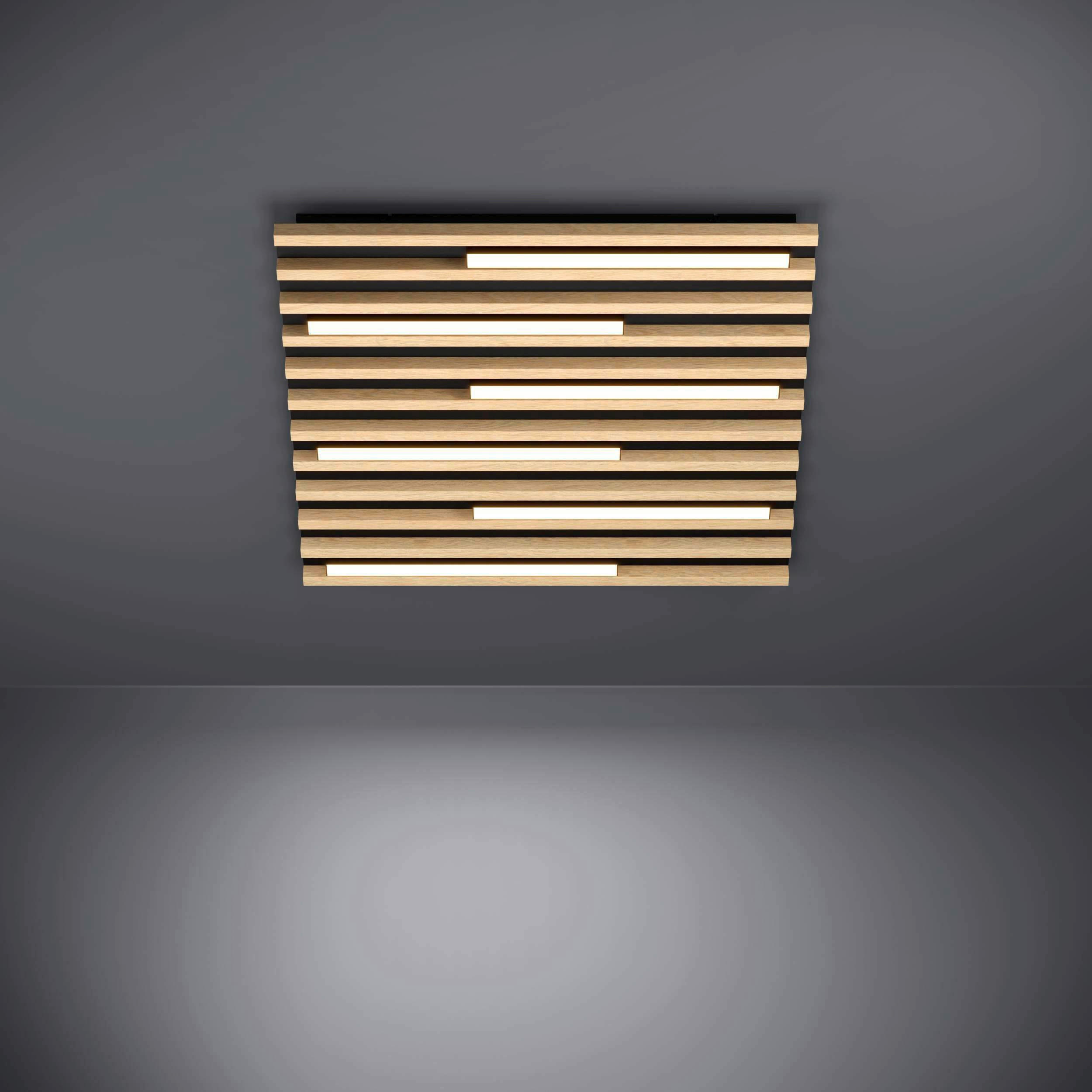 LED-DECKENLEUCHTE 78/22/6 cm   - Schwarz/Braun, KONVENTIONELL, Holz/Metall (78/22/6cm)