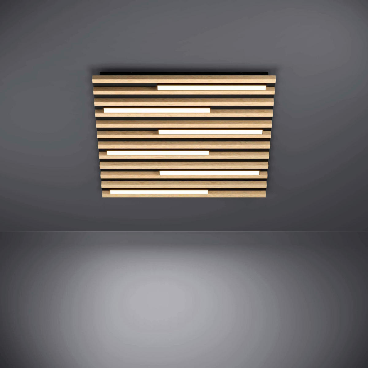 LED-DECKENLEUCHTE 78/22/6 cm   - Schwarz/Braun, KONVENTIONELL, Holz/Metall (78/22/6cm)