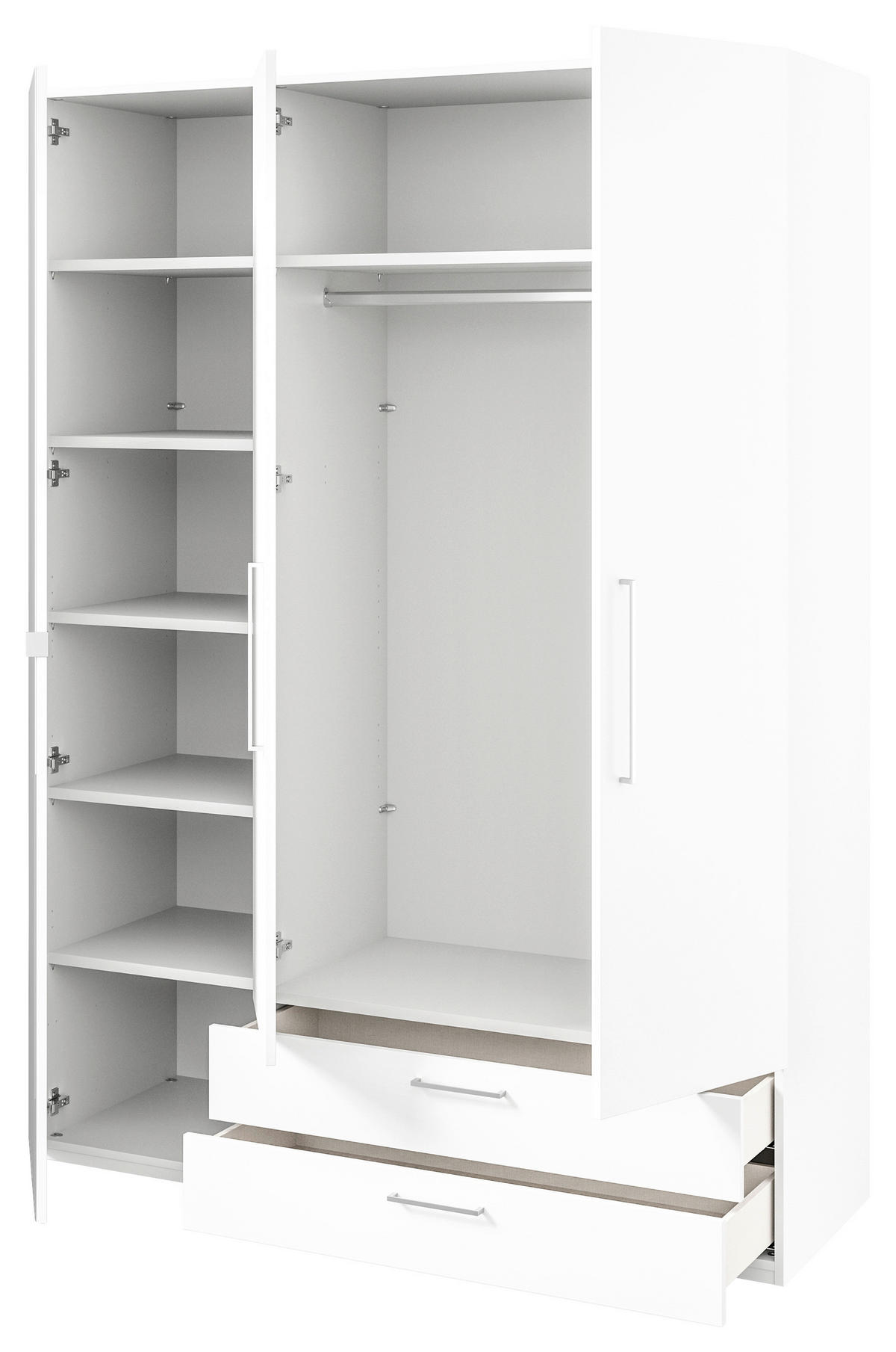 KLEIDERSCHRANK  in Weiß  - Edelstahlfarben/Weiß, Design, Glas/Holzwerkstoff (151,3/213,6/59,3cm) - Cantus